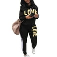 thumbnail image 1 of Plus Size 2Pcs Suit Women Letter Casual Tracksuit Jogging Gym Sports Lounge Wear Hoodies Sweatshirt Tops Pants, 1 of 3