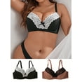 thumbnail image 1 of Plus Size 2pcs Color Block Lace Decorated Underwire Bra, 1 of 4