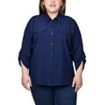 thumbnail image 1 of Plus Size 3/4 Sleeve Roll Tab Blouse, 1 of 3