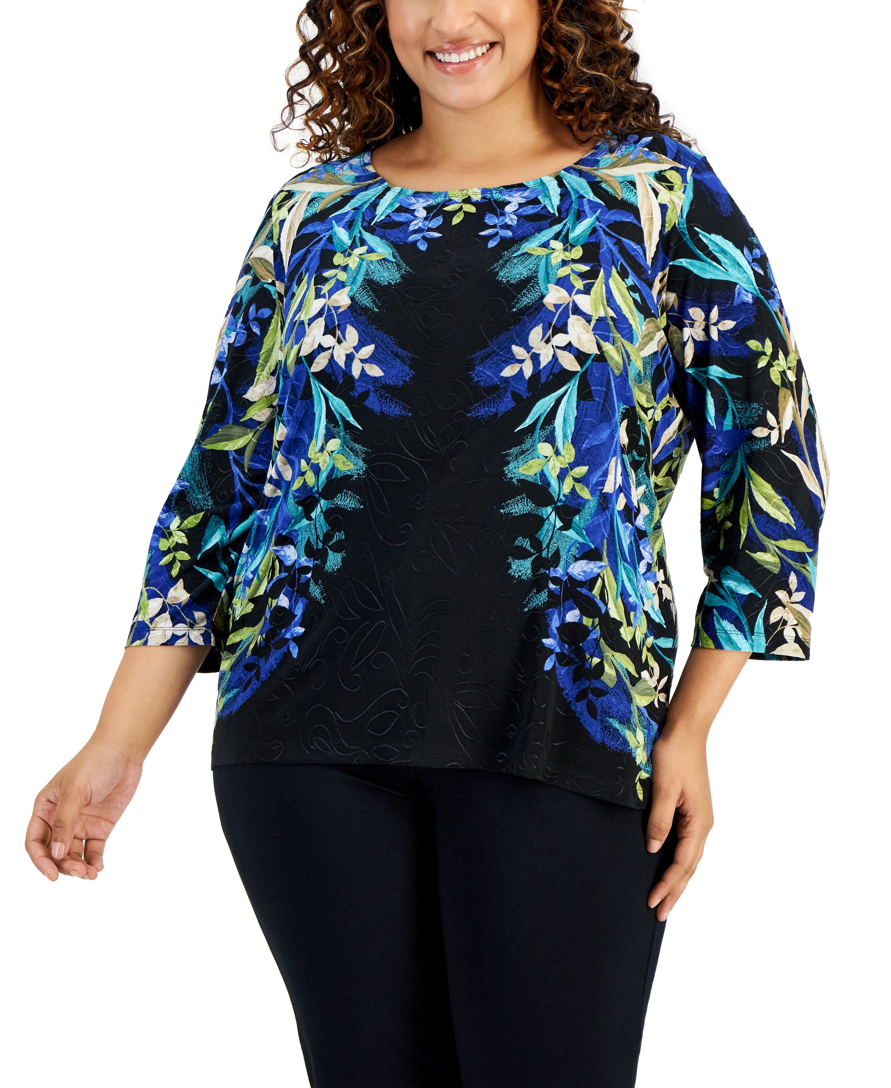 売れ筋商品|||ジェイエムコレクション カットソー トップス レディース Plus Size Printed Top, Created for Macy's Deep Spotted Plaid JM Collection Multi Plus Size Shirts & Tops - Macy's