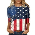thumbnail image 1 of Plus Size 3/4 Sleeve Shirts for Women Independence Day Crewneck Tunic Tops 4th of July American Flag Patriotic Tshirts Trendy Stars Stripes Graphic Tee Shirt Loose Comfy Vacation Outfits 2025, 1 of 5