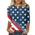 thumbnail image 1 of Plus Size 3/4 Sleeve Shirts for Women Independence Day Crewneck Tunic Tops 4th of July American Flag Patriotic Tshirts Trendy Stars Stripes Graphic Tee Shirt Loose Comfy Vacation Outfits 2025, 1 of 5