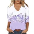 thumbnail image 1 of Plus Size 3/4 Sleeve Shirts for Women V Neck Business Casual Tees Tops Dressy Loose Ladies Pullover Tunic Blouses, 1 of 5