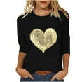 thumbnail image 1 of Plus Size 3/4 Sleeve Shirts for Women Valentines Day Tshirts Cute Glitter Heart Tunic Basic Tee Top, 1 of 5