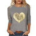 thumbnail image 1 of Plus Size 3/4 Sleeve Shirts for Women Valentines Day Tshirts Cute Glitter Heart Tunic Basic Tee Top, 1 of 1