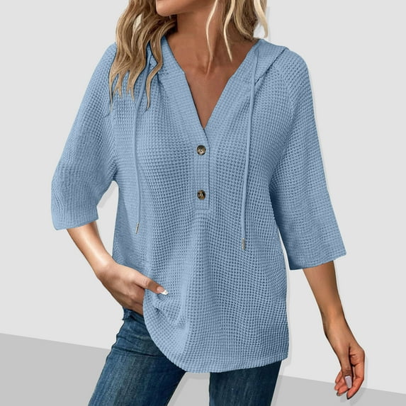 Plus Size 3/4 Sleeve Tops for Women Womens Summer Shirt Dressy Lightweight Cotton Blouses for Women Summer Plus Size Spring Clothes for Women 2025 clearance my orders