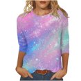 thumbnail image 1 of Plus Size 3/4 Sleeve Tops for Womens Fashion Sequins T Shirts Dressy Casual Loose Tunic Tees Blouse, 1 of 5