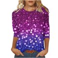 thumbnail image 1 of Plus Size 3/4 Sleeve Tops for Womens Fashion Sequins T Shirts Dressy Casual Loose Tunic Tees Blouse, 1 of 5