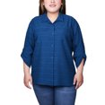 thumbnail image 1 of Plus Size 3/4 Sleeve Woven Jacquard Blouse, 1 of 3