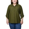 thumbnail image 1 of Plus Size 3/4 Sleeve Woven Jacquard Blouse, 1 of 3