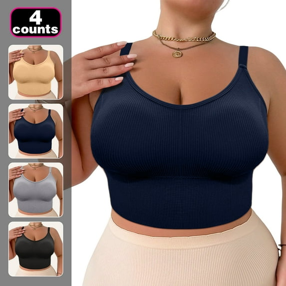 Plus Size 4-Pack Women's Wire-Free Sports Bra Hollow Back