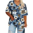 thumbnail image 1 of Plus Size 4X Women's Short Sleeve Tops Sale Under $10 Free Shipping Summer Casual Loose Print Blouse, 1 of 5
