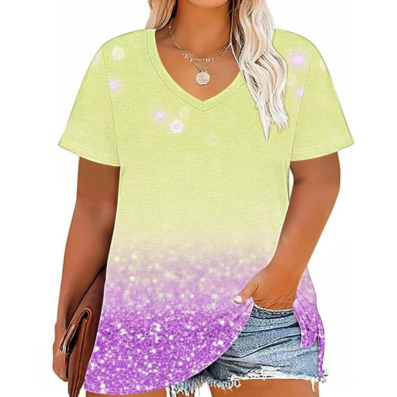 Plus Size 4X Women's Short Sleeve Tops Sale Under $10 Free Shipping Summer Casual Loose Print Blouse