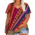 thumbnail image 1 of Plus Size 4X Women's Short Sleeve Tops Sale Under $10 Free Shipping Summer Casual Loose Print Blouse, 1 of 5