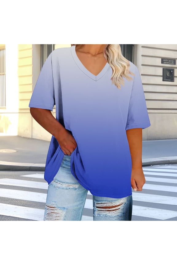 Plus Size 4X Women's Short Sleeve Tops Sale Under $10 Free Shipping Summer Casual Loose Print Blouse