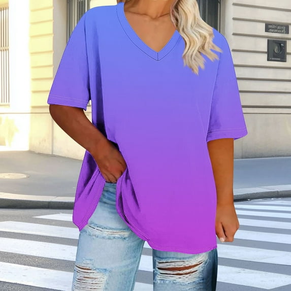 Plus Size 4X Women's Short Sleeve Tops Sale Under $10 Free Shipping Summer Casual Loose Print Blouse