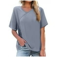 thumbnail image 1 of Plus Size 4X Women's Short Sleeve Tops Sale Under $10 Free Shipping Summer Casual Loose Solid Color Blouse, 1 of 6