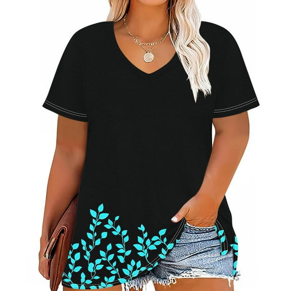Plus Size 4X Women's Short Sleeve Tops Sale Under $10 Free Shipping Summer Casual Loose Solid Color Blouse