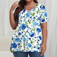 thumbnail image 1 of Plus Size 4X Women's Short Sleeve Tops Sale Under $10 Summer Casual Loose Print Blouse, 1 of 6