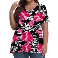 thumbnail image 1 of Plus Size 4X Women's Short Sleeve Tops Sale Under $10 Summer Casual Loose Print Blouse, 1 of 5