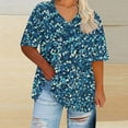 thumbnail image 1 of Plus Size 4X Women's Short Sleeve Tops Sale Under $10 Summer Casual Loose Print Blouse, 1 of 5