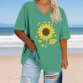 thumbnail image 1 of Plus Size 4X Women's V-Neck Short Sleeve T-Shirt Print Casual Top Under $10 Loose Fit Tee, 1 of 4