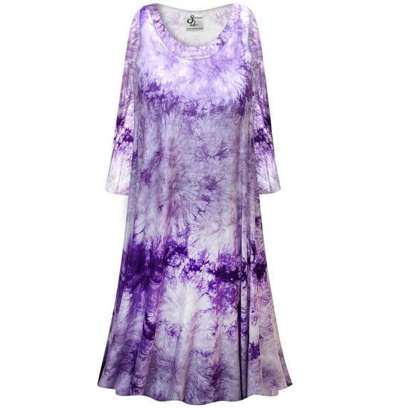 Plus Size 4x Petite Nightgowns for Women Sleepshirt Long Sleeve Pajama Soft Sleep Dress Purple Tie-Dye Print Loungewear