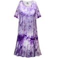 thumbnail image 1 of Plus Size 4x Petite Nightgowns for Women Sleepshirt Short Sleeve Pajama Soft Sleep Dress Purple Tie-Dye Print Loungewear, 1 of 4