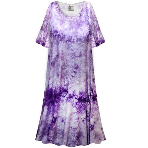 Plus Size 6x Nightgowns for Women Sleepshirt Short Sleeve Pajama Soft Sleep Dress Purple Tie-Dye Print Loungewear