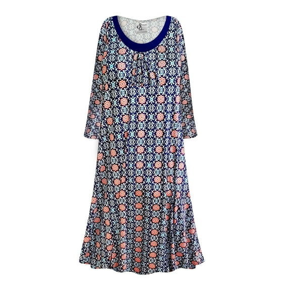 Plus Size 6x Tall Nightgowns for Women Sleepshirt Long Sleeve Pajama Soft Sleep DressMoroccan Blue Dream Print Loungewear