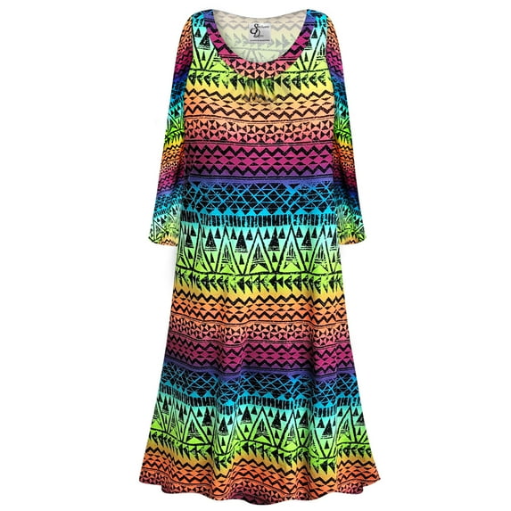 Plus Size 7x Nightgowns for Women Sleepshirt Long Sleeve Pajama Soft Sleep Dress Colorful Fun AbstractPrint Loungewear