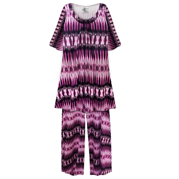 Plus Size 8x Petite Nightgowns for Women Sleepshirt Short Sleeve Pajama Soft Sleep Dress Purple Wavelength Print Loungewear