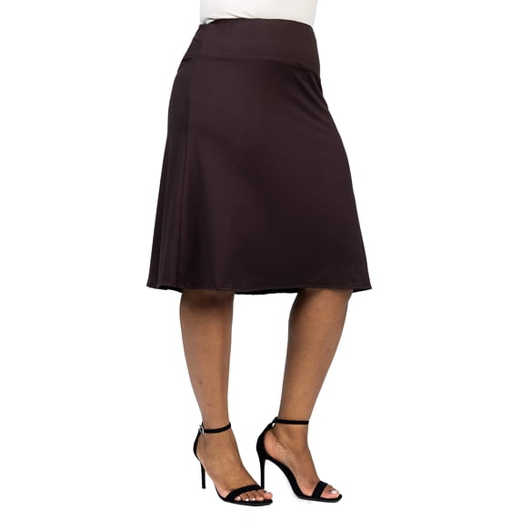 Plus Size A Line Elastic Waist Knee Length Skirt