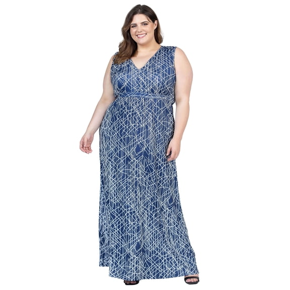 Plus Size Abstract Empire Waist Maxi Dress