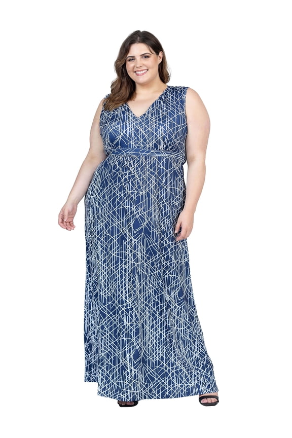 Plus Size Abstract Empire Waist Maxi Dress