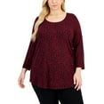thumbnail image 1 of Plus Size Abstract-Print 3/4 Sleeve Top Cherry Pie Combo 1X, 1 of 1