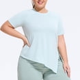 thumbnail image 1 of Plus Size Active Top for Women | Light Blue Athletic Shirt with Raglan Sleeves | Moisture Wicking Gym Yoga Tee,Size XL, 1 of 5