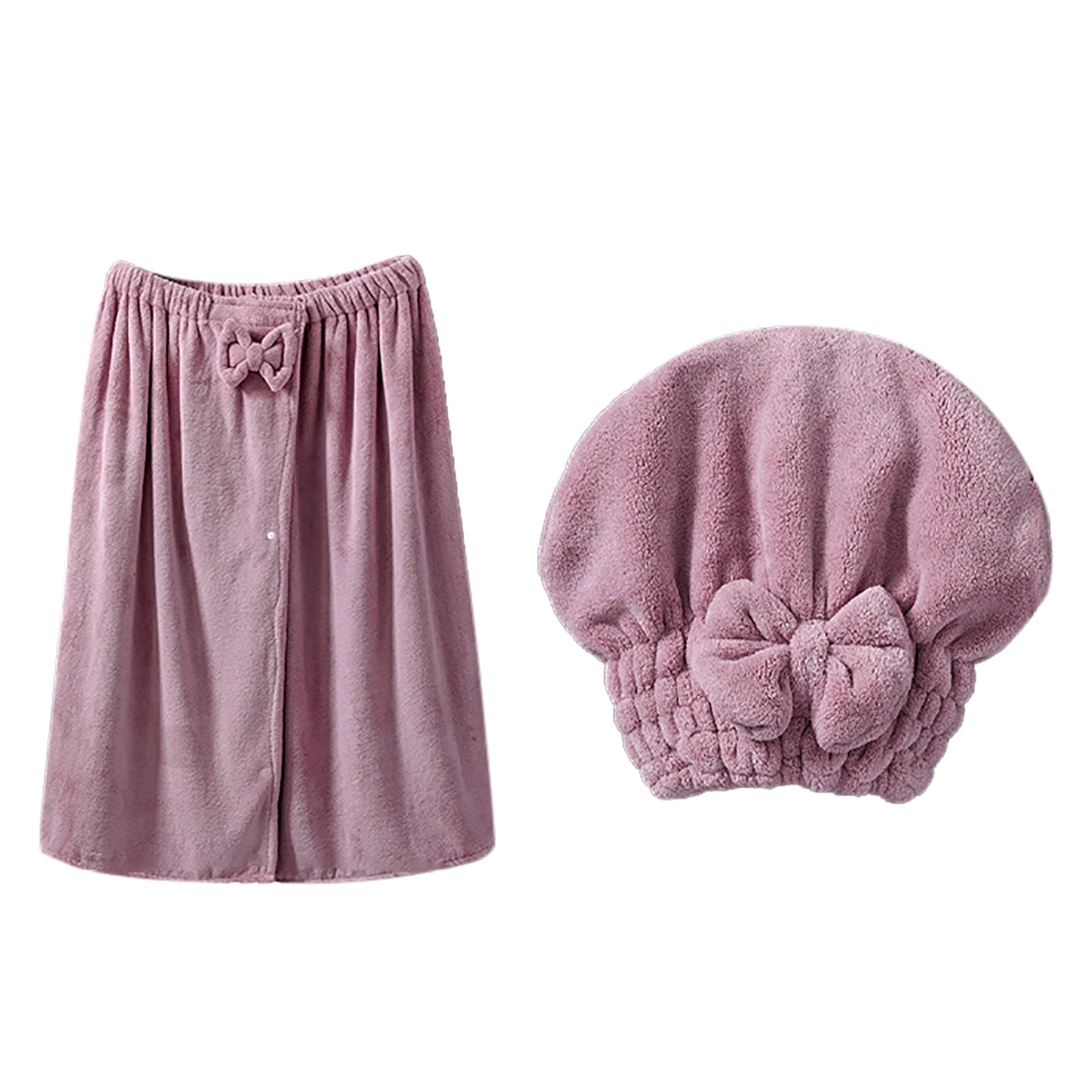 Plus Size Adjustable Oversized Wrap Bathrobe Set for Women with Hair Towel and Wearable Dress for Post-Bath Comfort