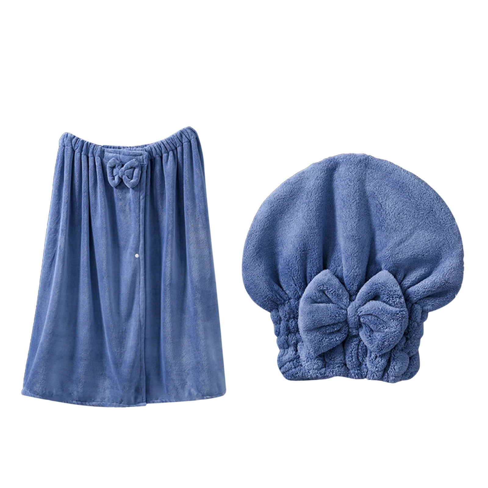 Plus Size Adjustable Oversized Wrap Bathrobe Set for Women with Hair Towel and Wearable Dress for Post-Bath Comfort