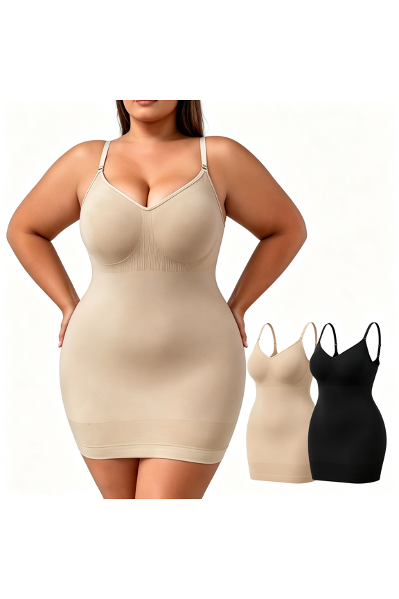 Plus Size Adjustable Strap Shapewear Bodysuit Tummy Control Mid Thigh Shaper