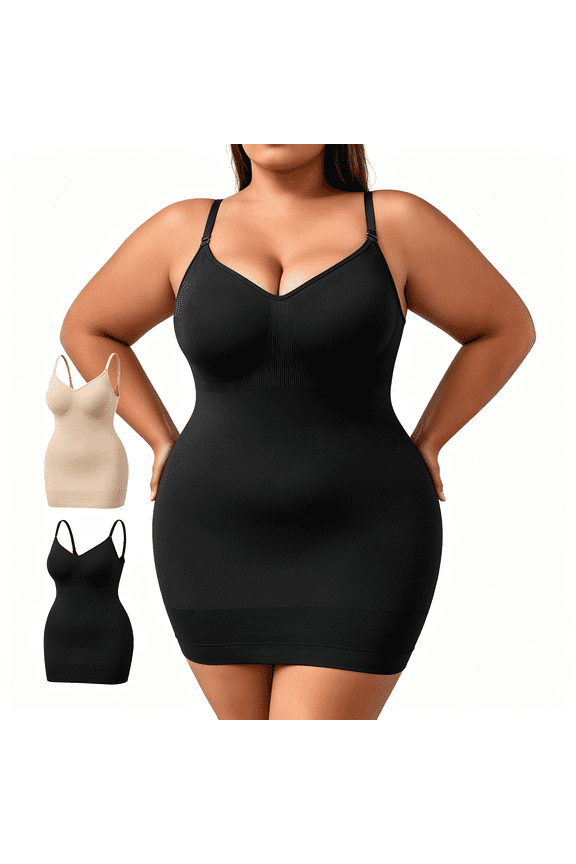 Plus Size Adjustable Strap Shapewear Bodysuit Tummy Control Mid Thigh Shaper