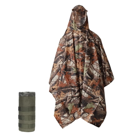 Plus Size Adult Rain Poncho with Hood, Camo Poncho Waterproof, Army Poncho for Camping, Hiking, Fishing, Travel and Outdoors.