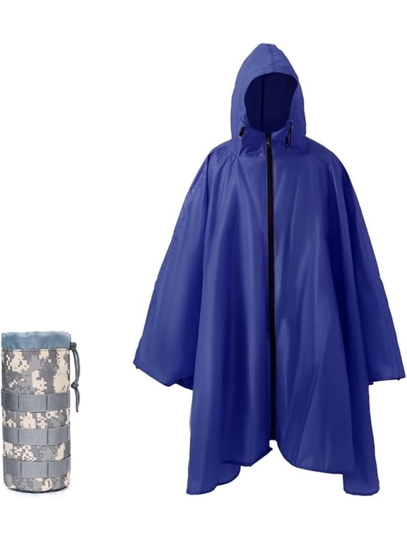Plus Size Adult Rain Poncho with Hood and Zipper, Poncho Para Lluvia, Tactical Ponchos Adult For Camping, Hiking