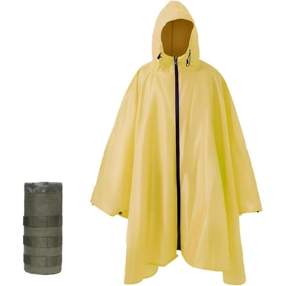 Plus Size Adult Rain Poncho with Hood and Zipper, Poncho Para Lluvia, Tactical Ponchos Adult For Camping, Hiking