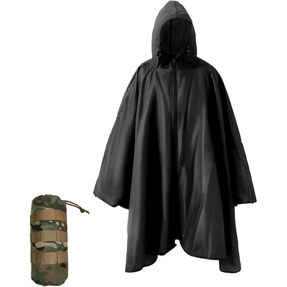 Plus Size Adult Rain Poncho with Hood and Zipper, Poncho Para Lluvia, Tactical Ponchos Adult For Camping, Hiking