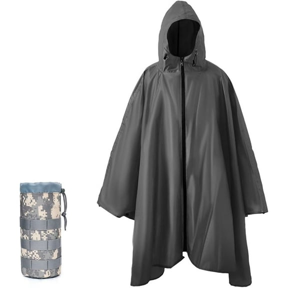 Plus Size Adult Rain Poncho with Hood and Zipper, Poncho Para Lluvia, Tactical Ponchos Adult For Camping, Hiking