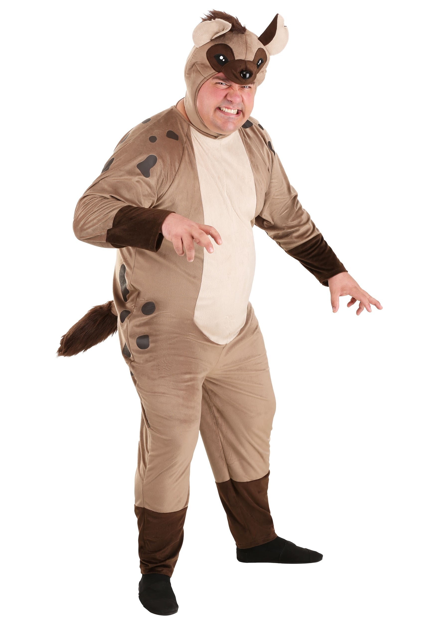 Kid's Hyena Halloween Costume - Faux Fur Jumpsuit With Mohawk & Tail - View #7