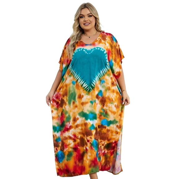 Plus Size Africa Kaftan Dress for Women Casual Beach Maxi Dresses Summer Vacation Outfits mumu Nightgown Lightweight Holiday Tunic Sleepwear