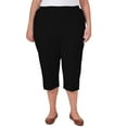 thumbnail image 1 of Plus Size Alfred Dunner Button Hem Capri Pant Color: Black Size: 18 W, 1 of 4