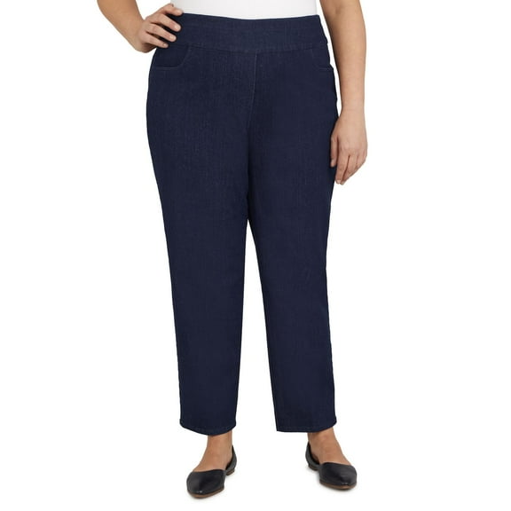 Plus Size Alfred Dunner Classics Pull-On Straight-Leg Denim Pants Color: Dark Denim Size: 16W SHORT